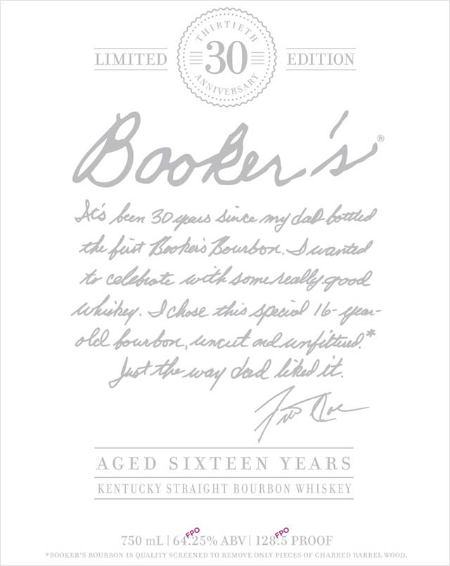 Booker's 30th Anniversary Limited Edition 16 Year Old - Front Label