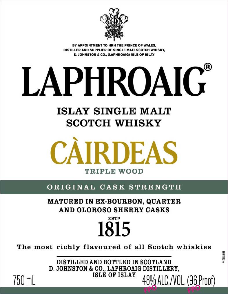 Laphroaig Càirdeas Triple Wood Cask Strength - Front Label