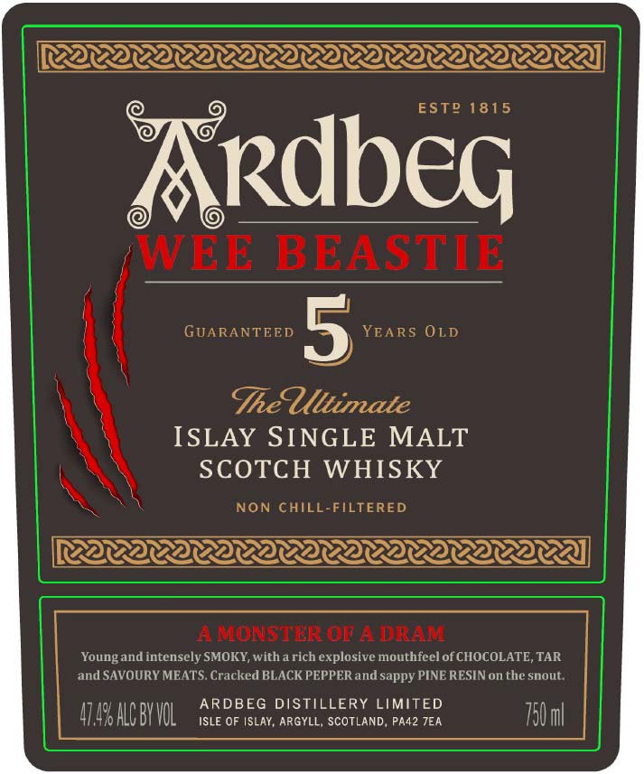 Ardbeg Wee Beastie 5 Year Old - Front Label