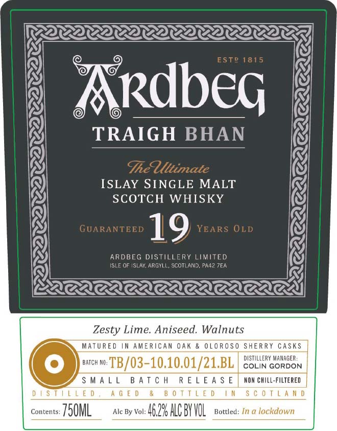 Ardbeg Traigh Bhan 19 Year Old Batch Three - Front Label
