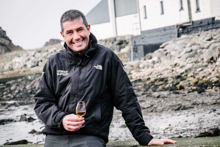John Campbell Posing Outside Laphroaig Distillery