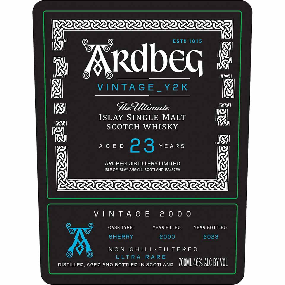 Ardbeg Vintage_Y2K Aged 23 Years - Front Label