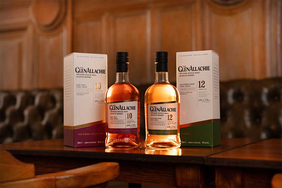 GlenAllachie The Wood Collection Regional Exclusive - 10 Year Old Ruby Port Cask Finish and 12 Year Old Sauternes Wine Cask Finish