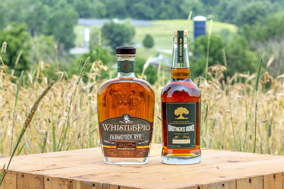 WhistlePig FarmStock Rye and Brother's Bond Regenerative Grain Bourbon