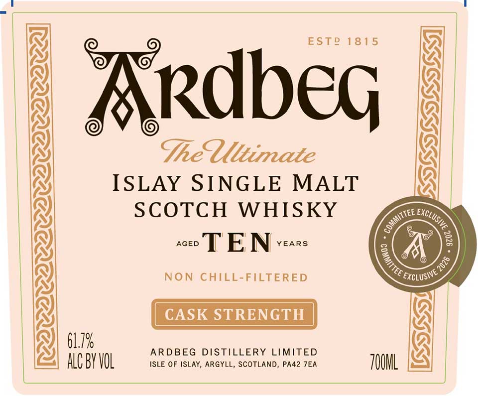Ardbeg Ten Cask Strength - Front Label