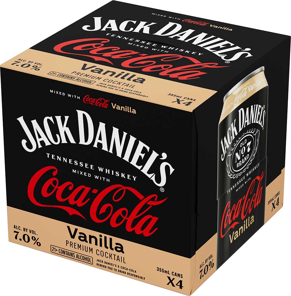 Jack Daniel’s & Coca-Cola Vanilla Canned Cocktail (4-Pack)