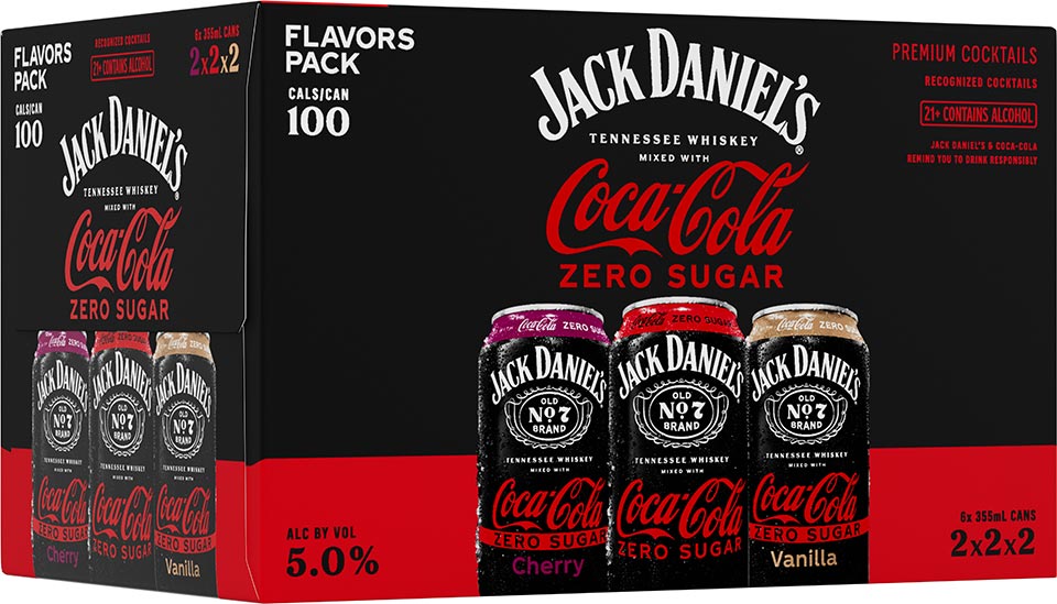 Jack & Coke Zero Sugar Flavors Pack (6-Pack)